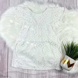 Zara Girls 7 White Embroidered Eyelet Dress Summer Spring Party